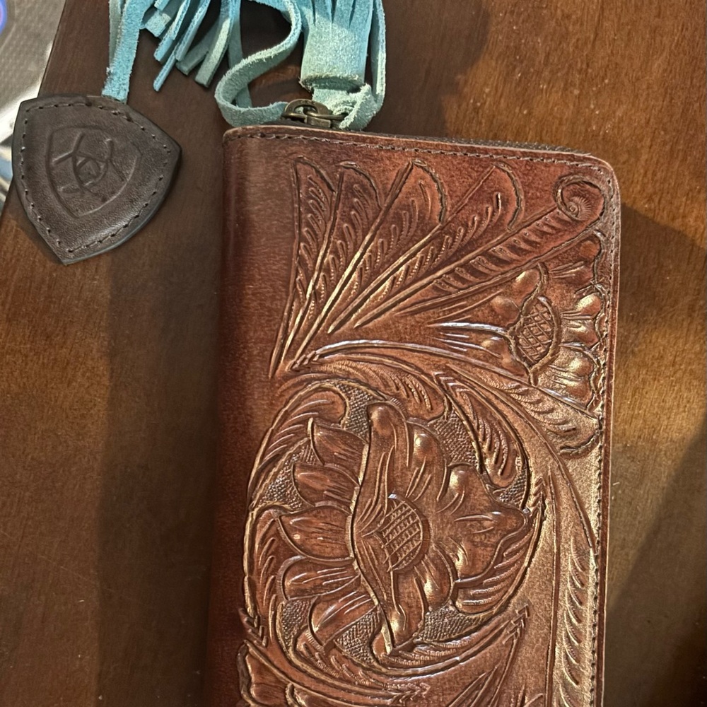 Ariat Brown Embossed Leather Wallet